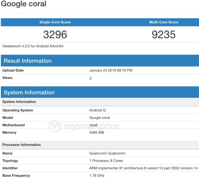 Прототип Pixel 4 был протестирован в Geekbench