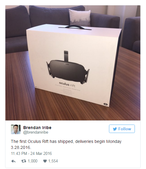 Поставки Oculus Rift стартуют 28 марта